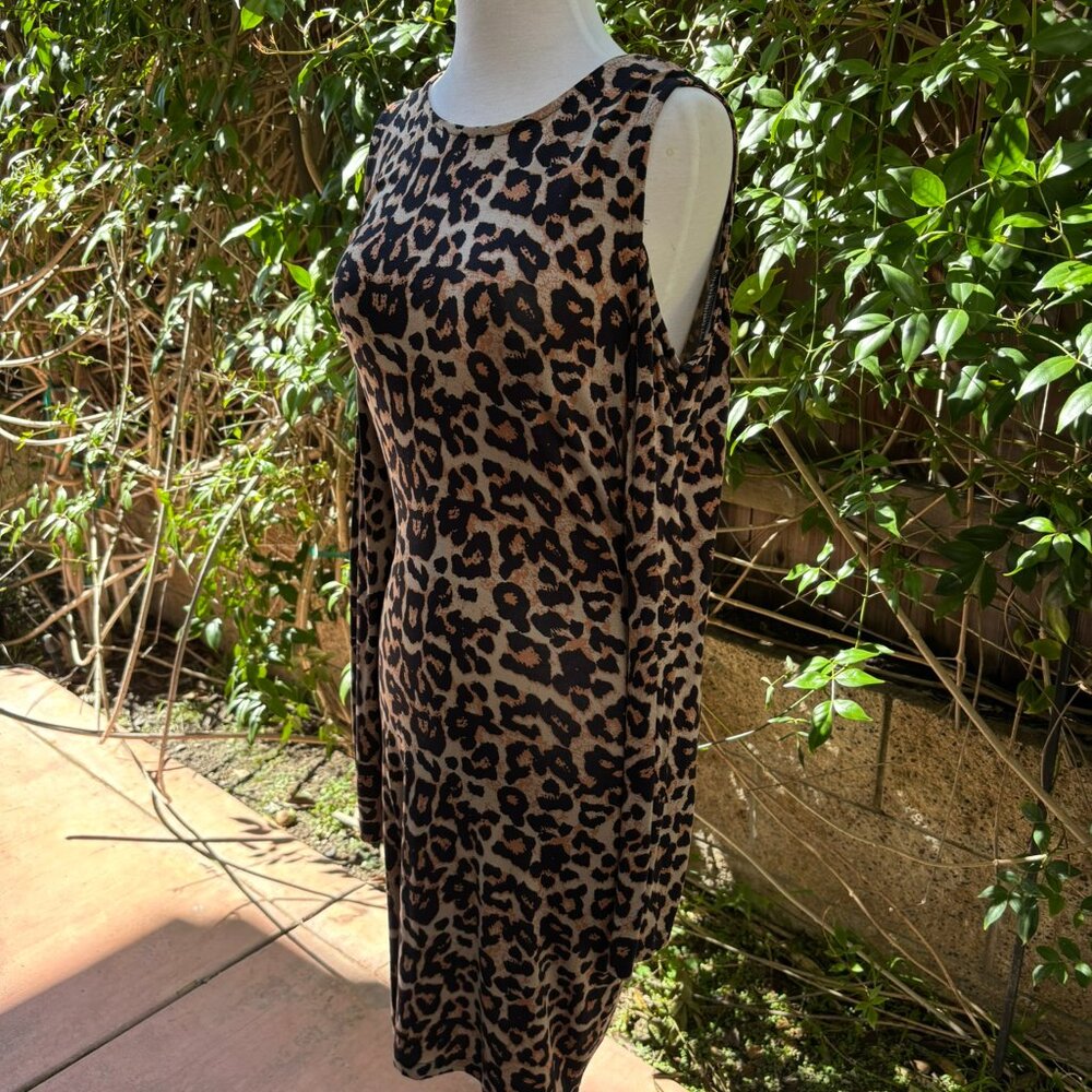 NWOT Venus Leopard Print Cold Shoulder Bodycon Dress M - Picture 6 of 11